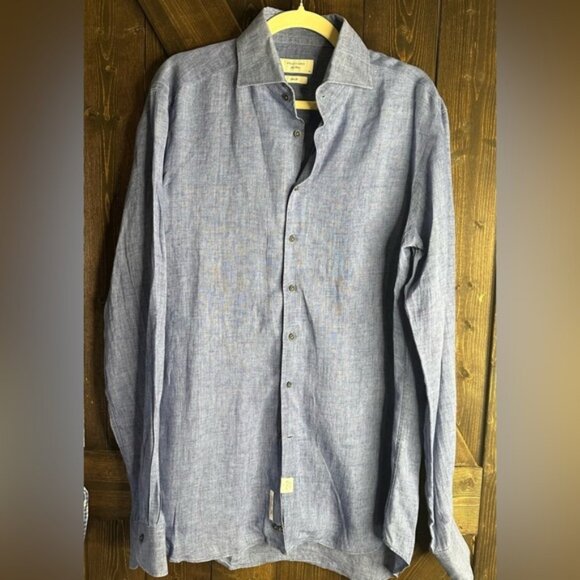Profuomo Men’s Slim Fit Linen Shirt - Sky BlueSize: 41 (16)EUC - Picture 1 of 5